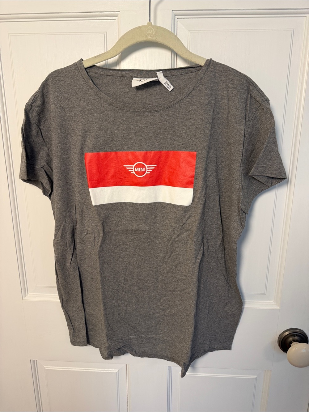 MINI Adult L Mini Cooper Gray Tee with Red & White Mini Logo t-shirt